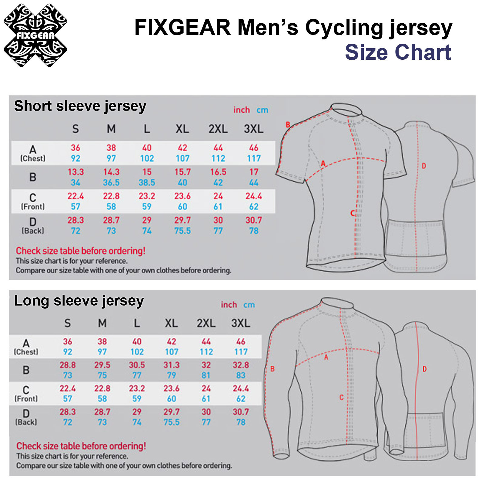 Jersey Size Chart