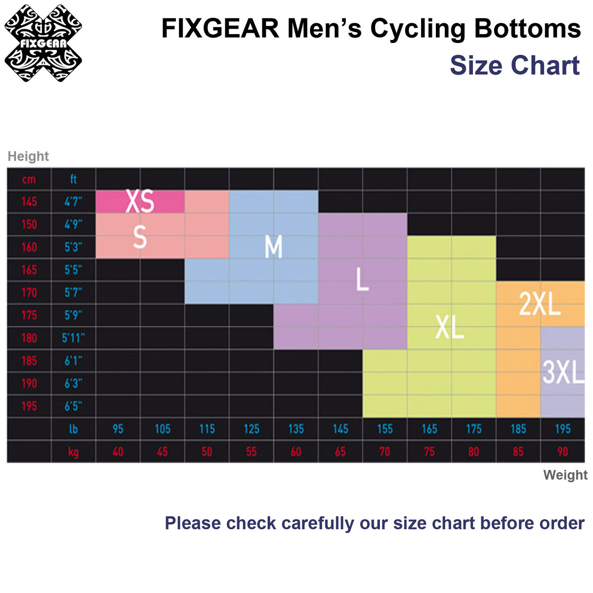 Compression Shorts Size Chart